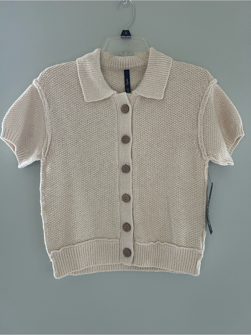 UNIONBAY Cream Short-Sleeve Button Cardigan Sweater small